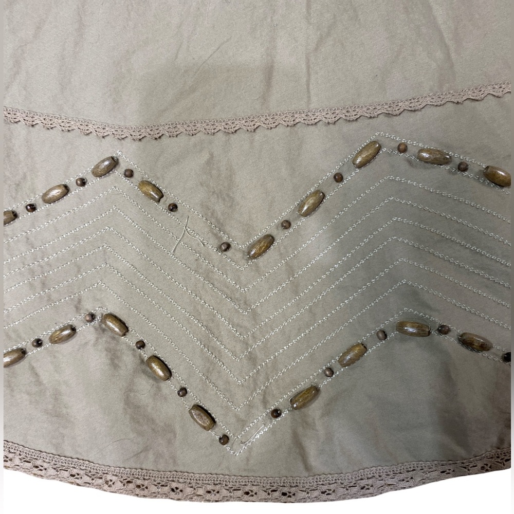Nine West Boho‎ Flared Skirt Size 6 Cotton Lined Beaded A-Line - Picture 7 of 9
